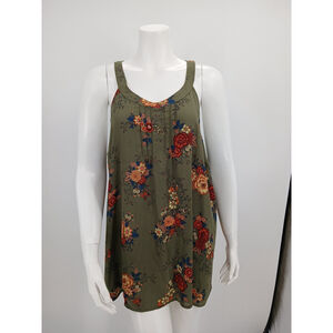 Torrid Olive Green Floral Flowy Swing Shell Tank Womens Sz 2X Boho